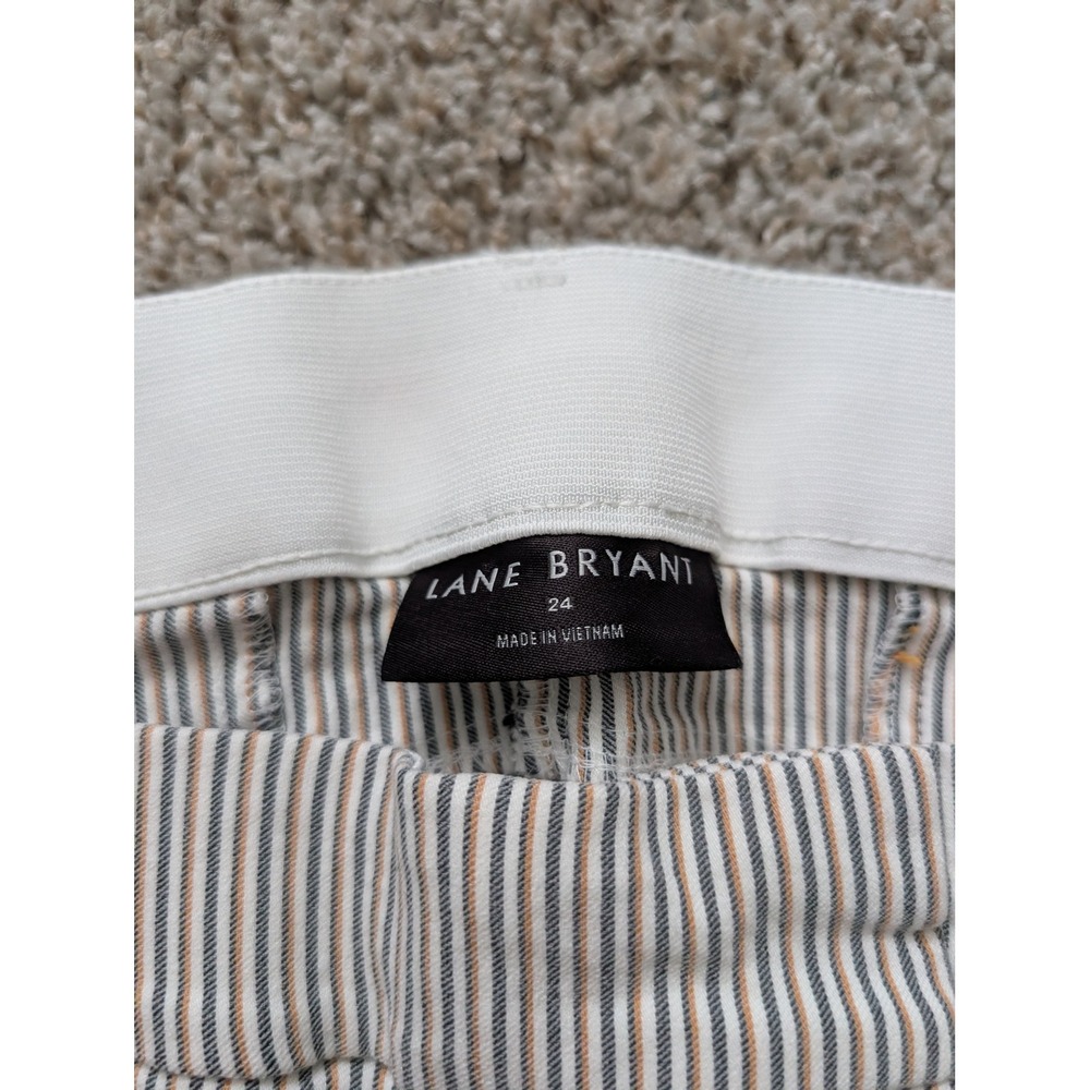 Lane Bryant Striped Ankle Pants Womens 24 Plus White Navy Tan Career Trousers - Picture 3 of 7